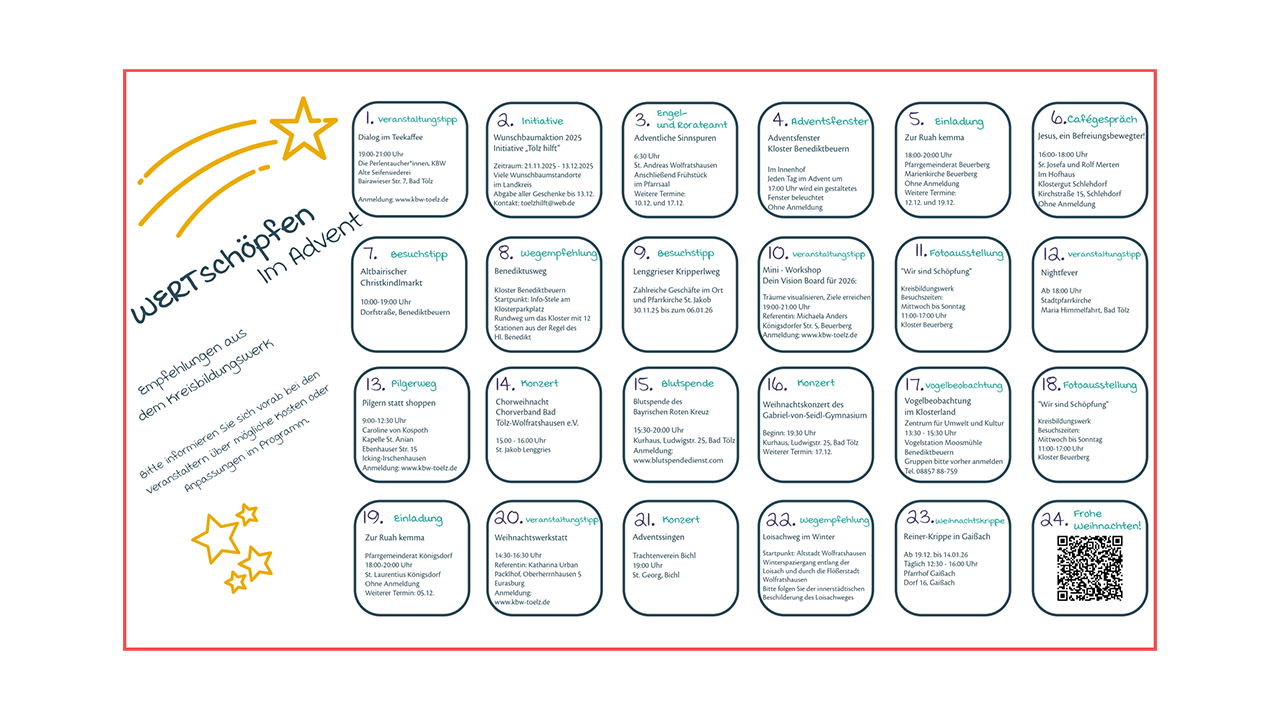 KBW in Bad Tölz-Wolfratshausen RE:create Adventskalender